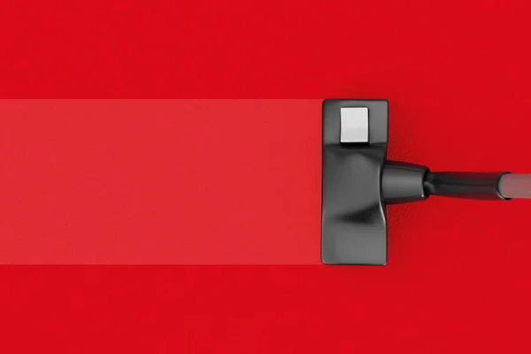 Boşaltmak için kırmızı bir sazan metninizle ile modern elektrikli süpürge — Stok fotoğraf