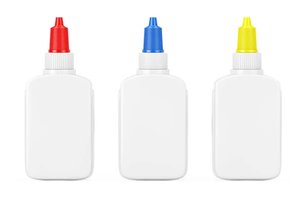 Botella de pegamento blanco con espacio de copia y tapa de esparcidor. Renderina 3d — Foto de Stock
