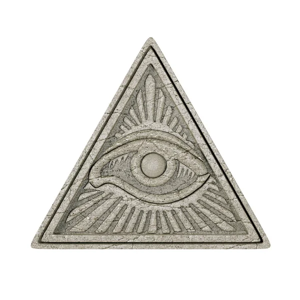 フリーメーソンのシンボルのコンセプトです。ピラミッドの三角形の中の盲導犬 — ストック写真