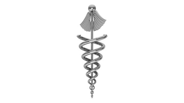 Hälso-och sjukvård koncept. Silver medicinsk Caduceus Symbol sömlös loopas roterande — Stockvideo