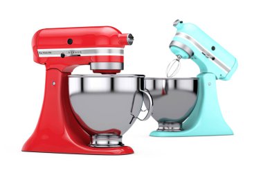 Multicolour mutfak Stand gıda mikserler. 3D render