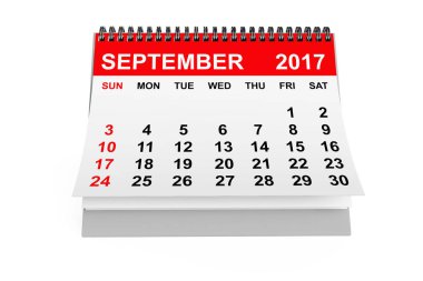 Takvim Eylül 2017. 3D render