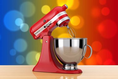 Kırmızı mutfak gıda çekmeli. 3D render