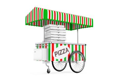 Pizza tramvay arabası. 3D render
