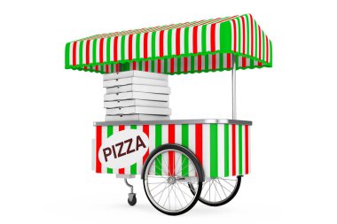 Pizza tramvay arabası. 3D render