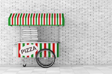 Pizza tramvay arabası. 3D render