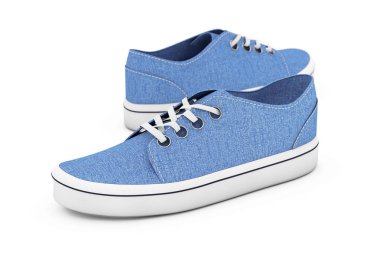 Yeni Unbranded mavi Denim spor ayakkabıları. 3D render