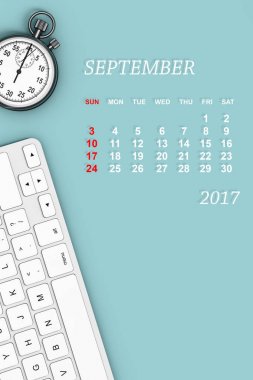 2017 year calendar. August calendar. 3d Rendering clipart