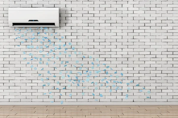 Snowflakes Drop from Modern Air Conditioner. 3d Rendering — Stock Photo, Image
