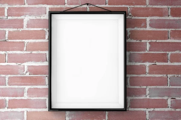 Black Picture Frame on a Brick Wall. 3d Rendering — Stock Photo, Image