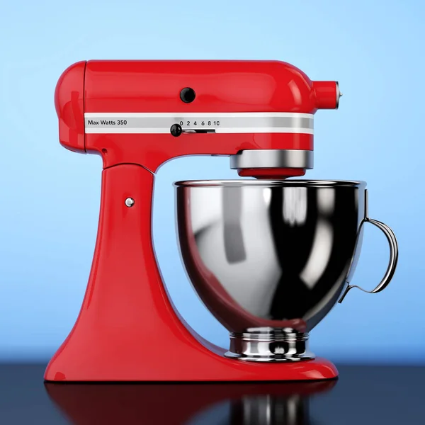Mezclador de comida de pie de cocina roja. Renderizado 3d —  Fotos de Stock