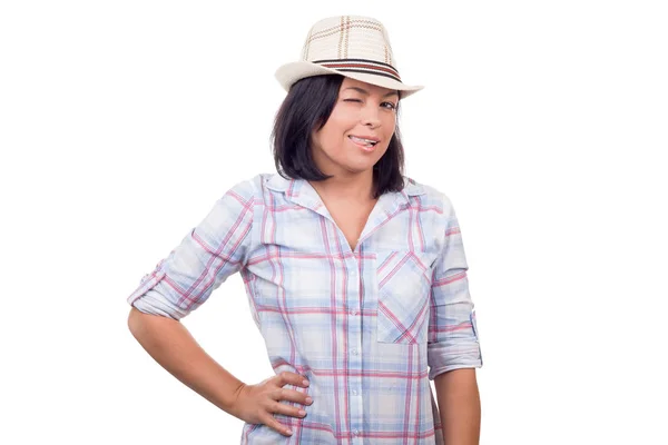 Beautiful Young Woman in Hat — Stock Photo, Image