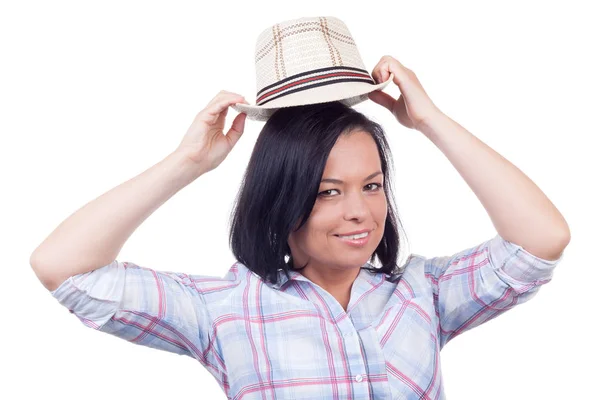 Hermosa joven con sombrero —  Fotos de Stock