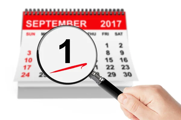 1 Settembre Concetto Giorno. 1 settembre 2017 Calendario con Magnifie — Foto Stock