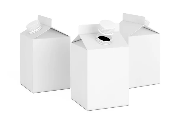 Lege melk of SAP kartonnen doosjes. 3D-rendering — Stockfoto