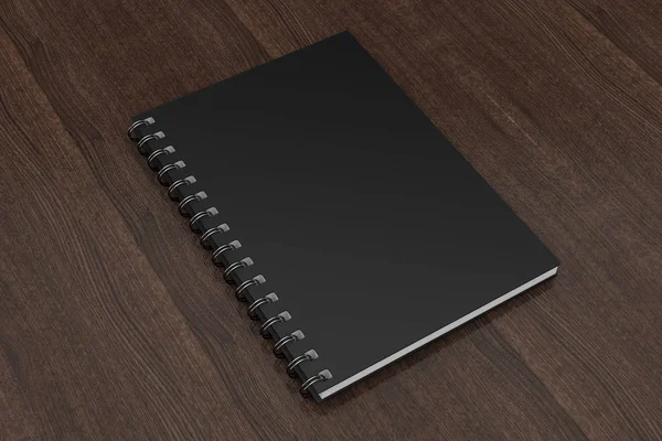 Plantilla de publicidad o branding Cuaderno en blanco Mockups negros. 3. — Foto de Stock