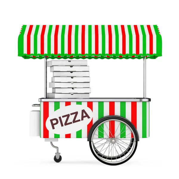 Pizza tramvay arabası. 3D render