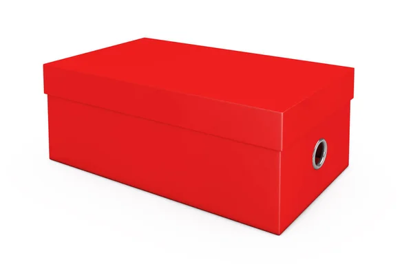 Czerwony pusty karton obuwia pole makieta dla projektu. 3D Renderin — Zdjęcie stockowe