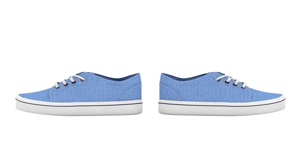 Yeni Unbranded mavi Denim spor ayakkabıları. 3D render — Stok fotoğraf