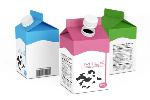 Melk kartonnen doosjes. 3D-rendering — Stockfoto