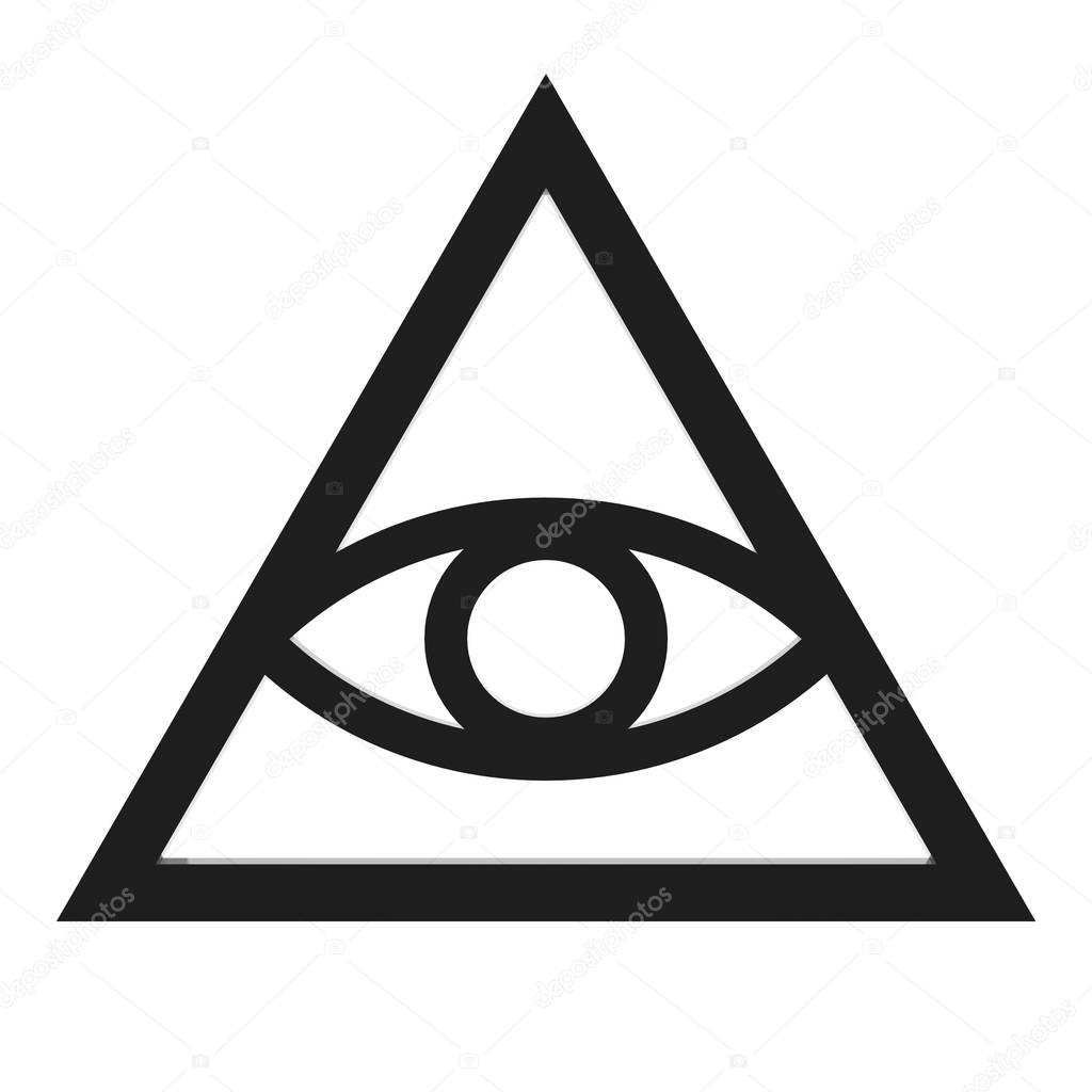 Freemason and Spiritual All Seeing Eye Pyramid Illuminaty Symbol on a white background. 3d Rendering