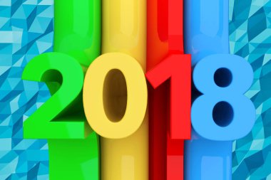 Soyut yeni 2018 yıl işareti. 3D render