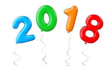 Multicolour balon 2018 olarak yeni yıl imzala. 3D render