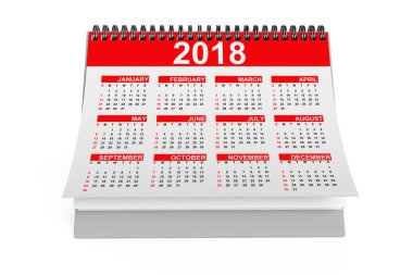 2018 yıl masaüstü takvim. 3D render