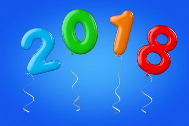 Multicolour balon 2018 olarak yeni yıl imzala. 3D render