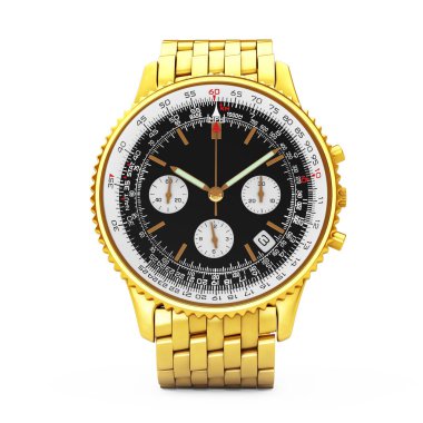 Lüks klasik Analog erkek bilek altın dikkat et. 3D render