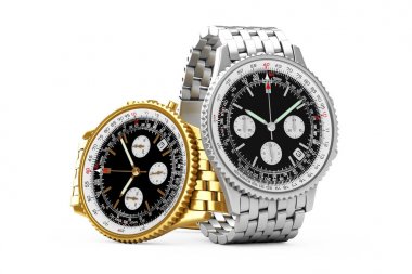 Altın ve gümüş saatler parçalamak lüks klasik Analog erkek bileklik