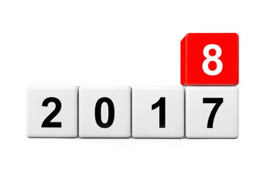 Blok yıl 2017-2018 geçiş ile. 3D render
