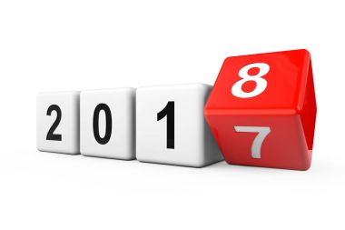 Blok yıl 2017-2018 geçiş ile. 3D render