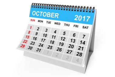 Takvim Ekim 2017. 3D render