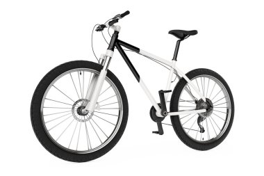 Siyah ve beyaz dağ bisikleti. 3D render