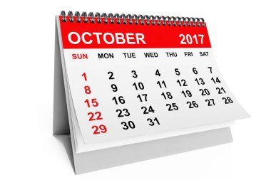 Takvim Ekim 2017. 3D render