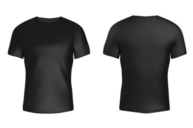 Senin için boş alan ile portre siyah boş T-Shirt tasarım. 3