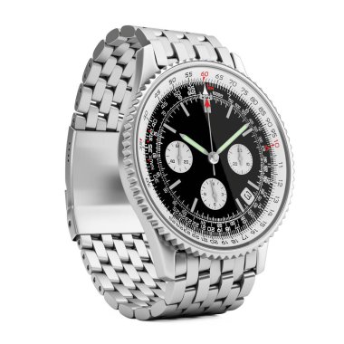 Lüks klasik Analog erkek bileklik gümüş izle. 3D render