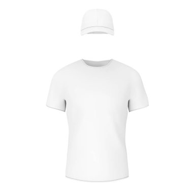 Closeup beyaz boş T-Shirt ve Cap senin D için boş alan ile