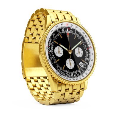 Lüks klasik Analog erkek bilek altın dikkat et. 3D render