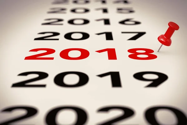 New 2018 Year Sign with Red Pin Marker. 3d Rendering — Stock Photo, Image