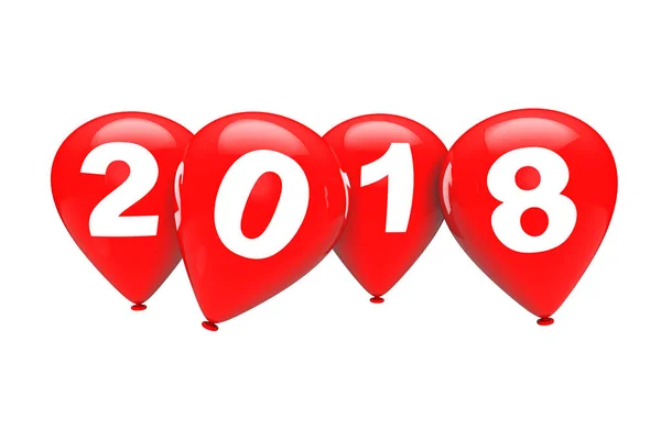 Koncepcja nowego roku. Boże Narodzenie czerwony balony z 2018 znak. 3D przez Rend — Zdjęcie stockowe