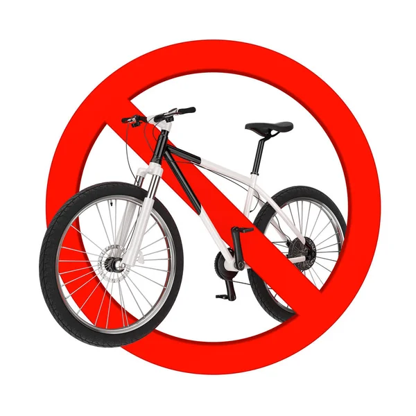 Bicicleta de Montaña en Blanco y Negro en Prohibición Red Circle. 3d rend — Foto de Stock