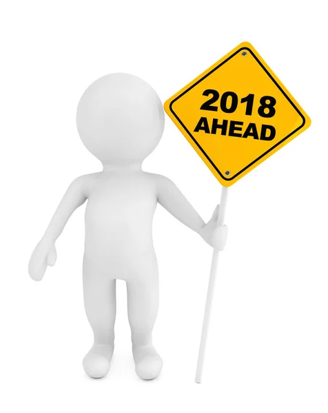 3d Person with 2018 Ahead Traffic Sign. 3d Rendering — Stock Photo, Image