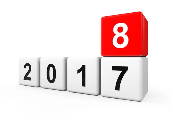 Blokken met de overgang van het jaar 2017-2018. 3D-rendering — Stockfoto