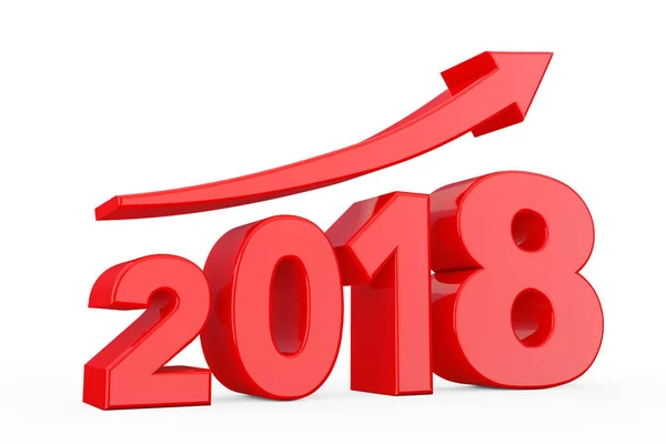 Flèche de progrès dans le nouveau 2018 Année signe. Rendu 3d — Photo