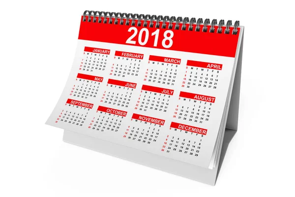 Desktop Calendar w 2018 roku. renderowania 3D — Zdjęcie stockowe