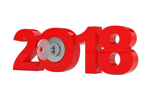 Nowy Rok 2018 znak z kluczem. renderowania 3D — Zdjęcie stockowe