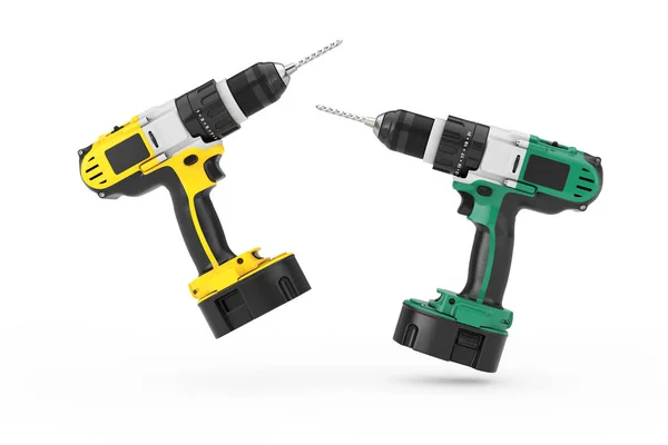 Set trapani multicolore ricaricabile e cordless. 3d Rendering — Foto Stock