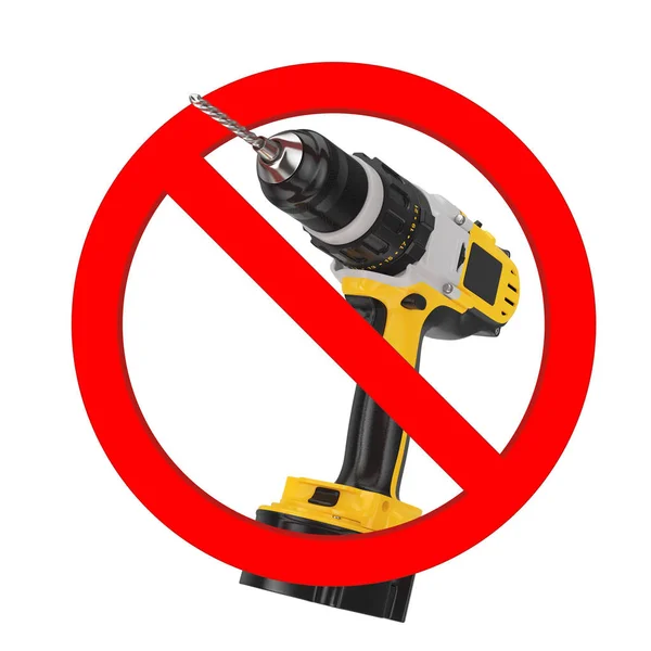 No Drill Sign. Taladro amarillo recargable e inalámbrico en Pro — Foto de Stock